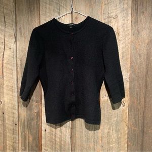Jacob Angora Rabbit and Lambswool Blend Black Cardigan Womens size Medium